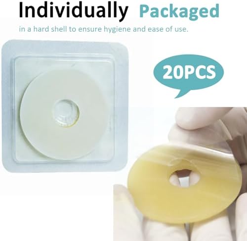 Side view of the vacuum sealed blister trays containing twenty ostomy barrier rings.