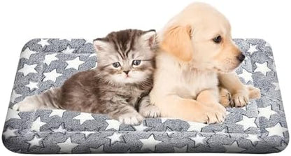 Grey plush pet crate mat showing the soft surface material texture