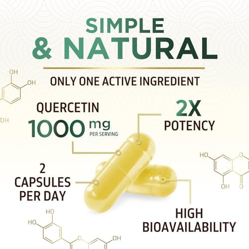Close-up view of Nature's Nutrition Quercetin 1000mg extra strength capsule packaging.
