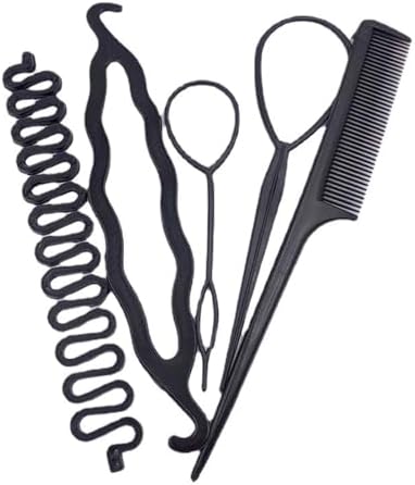 Close up view of the flexible topsy tail hair loop tool for creating twists.