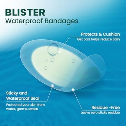 Waterproof test showing Welnove gel pads resisting water on skin.