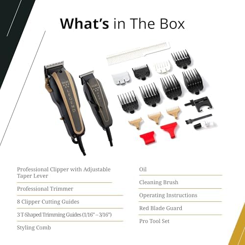 Wahl Professional Barber Combo heavy duty corded grooming tools side view detailing ergonomic grips