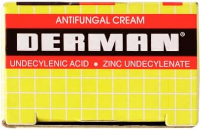 Back label of Derman cream showing drug facts and antifungal usage instructions.