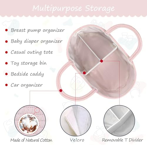 Side view of Comse diaper organizer with sturdy carrying handles