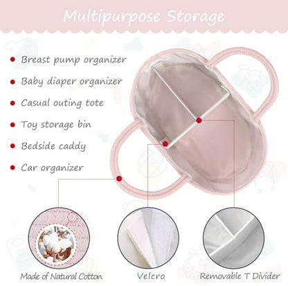 Side view of Comse diaper organizer with sturdy carrying handles