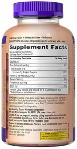 Kirkland Signature orange and cherry flavored calcium gummies