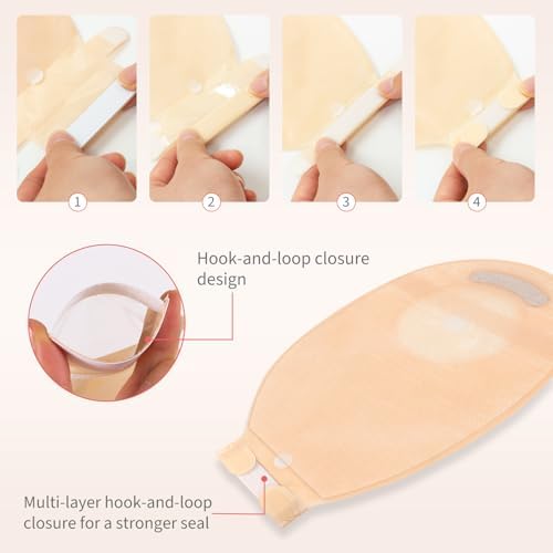 Semi opaque DERAYMI ileostomy bag demonstrating the low profile discrete design for daily wear.