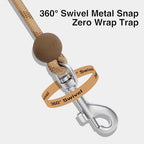 Close up view of the Vetreska leash auto lock carabiner and metal swivel