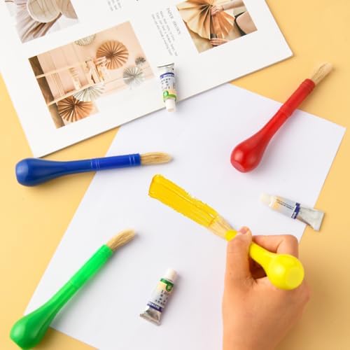 Prasacco artist paint brushes for toddlers featuring thick round hog bristles