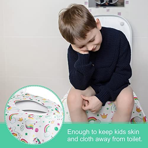 Water resistant toddler toilet sheet illustrating complete coverage over seat edges