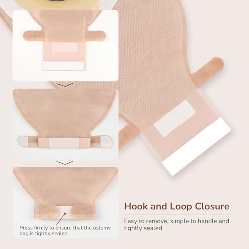 Heagimed cut to fit stoma care pouch demonstrating the integrated hook and loop clipless drainage closure mechanism