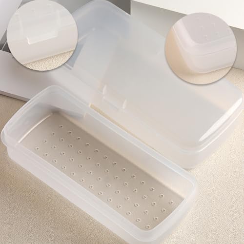 Top view of white nail tool sanitizing box for salon equipment