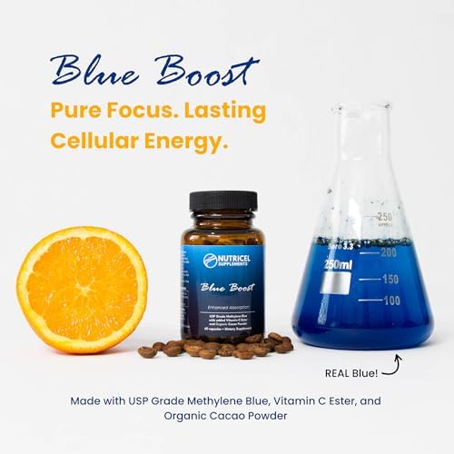Nutricel Blue Boost capsules showing vegetarian pill format