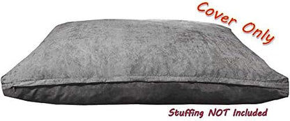 Imported Dogbed4less large gray replacement cover showing the durable zipper liner