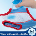 Close-up shot of the elastic waistband on MooMoo Baby absorbent cotton pee pants for independent toddler wear.