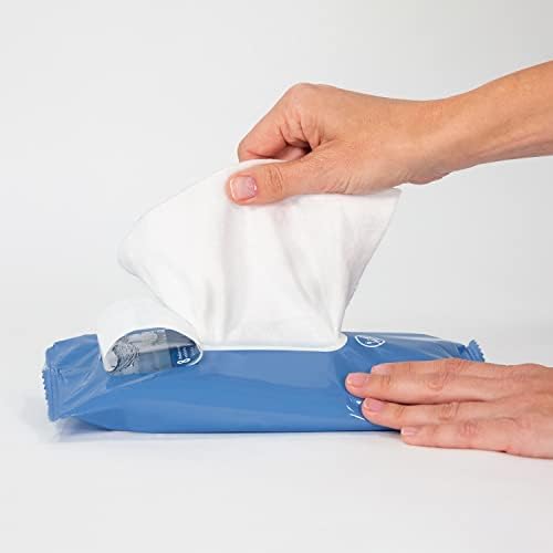 Sage Stryker rinse free bathing cloths package demonstrating the convenient resealable opening for patient care