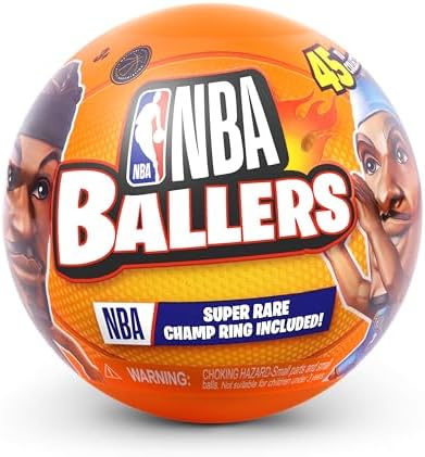 ZURU NBA Ballers Series two mystery capsules opened showing miniature basketball player figurines and accessories