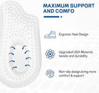 Side profile of Benayo silicone heel inserts illustrating the shock absorption thickness for heel pain relief.