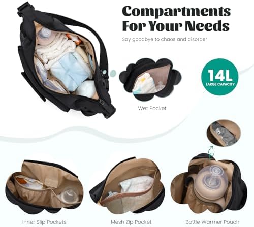 Golf Quality 14L Puffer Diaper Bag Tote side profile showing pockets