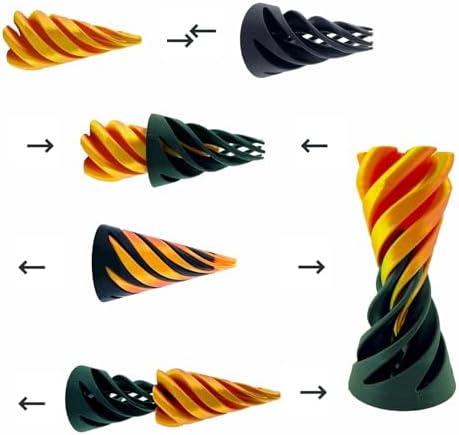 Bigted three pack puzzle sculpture showcasing the multicolor green gold and purple gradient finish on a desk.