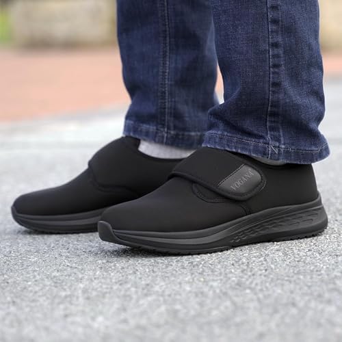 Vogana black orthopedic shoes with slip resistant EVA outsole.
