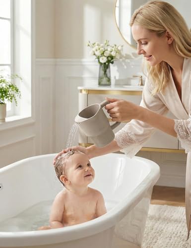 Top-down view of the lightweight and non-toxic Roslim silicone baby rinsing cup.