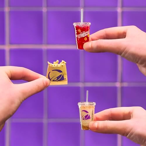 Unboxed view of MGA's Miniverse fast food replica kit displaying miniature ingredients and tiny recipe card.