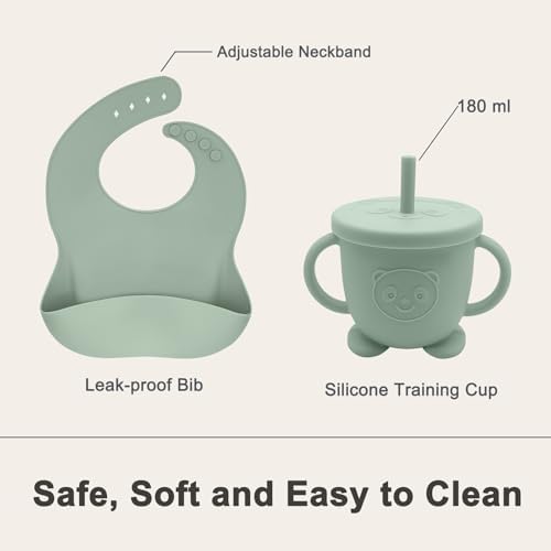 Light green silicone divided suction plate for infants