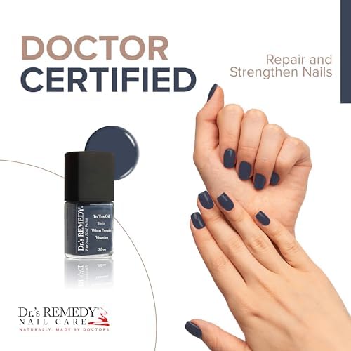 Dr.'s Remedy 24-free nail lacquer in a deep denim blue shade