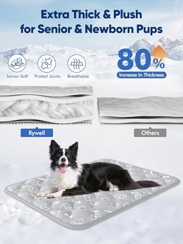Folded Rywell dog cooling pad illustrating its lightweight and portable design for travel and crates.