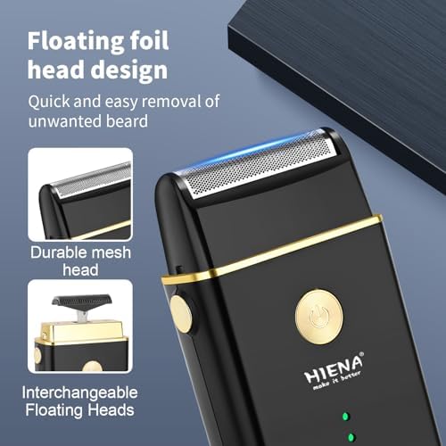 HIENA PRO electric foil shaver and nose trimmer attachments highlighting versatile facial grooming options.