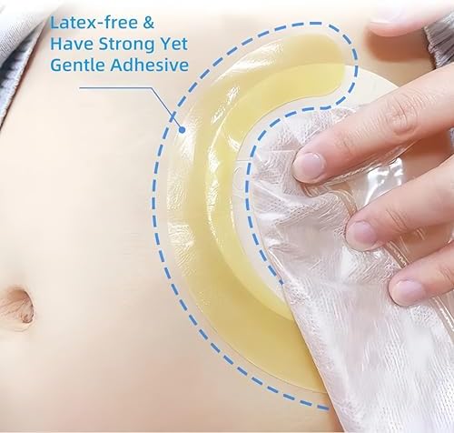 Close up of curved hydrocolloid flange tape illustrating the flexible material for stoma bags