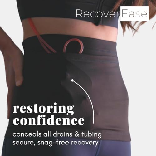 RecoverEase surgical drain pouch in medium size worn as a step-in garment for breast cancer recovery