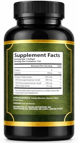 Marq Nutrition Vegan Epa supplement facts label and packaging