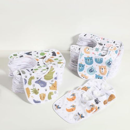 Gelisite teething bibs featuring adjustable snap button closure