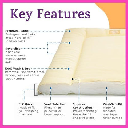 Pet Dreams non toxic flat indoor cat bed cushion in a cozy living room setting.