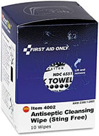 Alcohol free benzalkonium chloride wipes for painless first aid