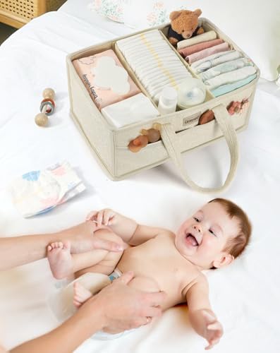 Urmywo baby diaper storage basket with handle in living room