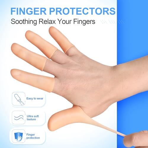 Demonstration of trimming the Ghzaocu elastic silicone finger cap with scissors.