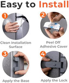 No-drill refrigerator security latch adhesive back