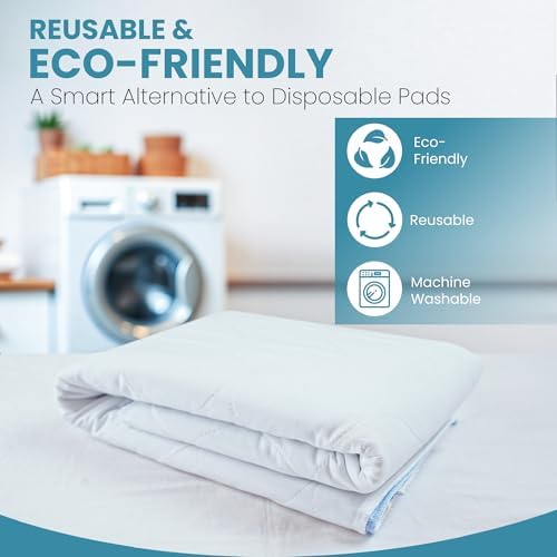 Epica quilted bed pad laid crosswise on a large mattress for leak protection