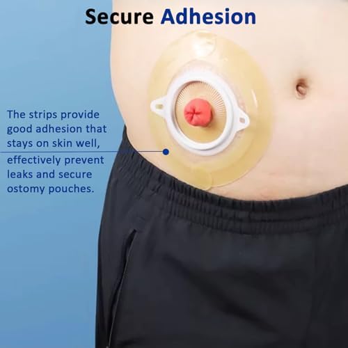 Carbou elastic barrier strips for colostomy bags showing waterproof adhesive design
