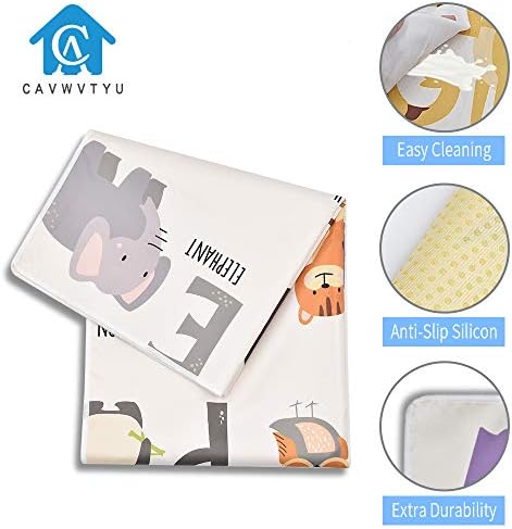 Detailed shot of the reverse side of the CAVWVTYU baby mat showing the non slip silicone grip spots