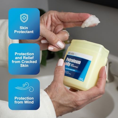 Unscented white petrolatum jar by CareAll displaying ingredient labels and directions for minor cuts.