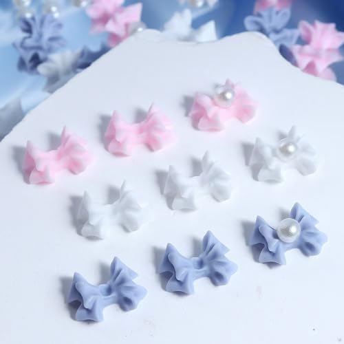 Blue and white 3D nail charms for DIY manicures