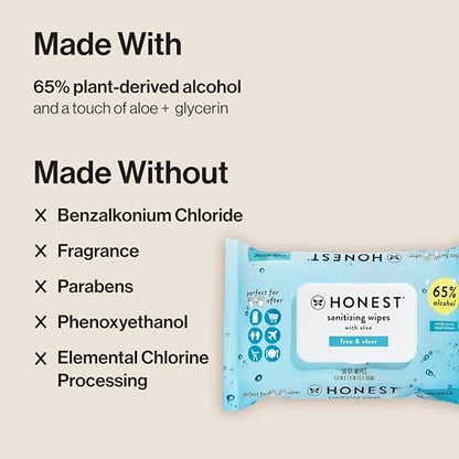 The Honest Company plant-based alcohol wipes hard-top lid detail for moisture retention