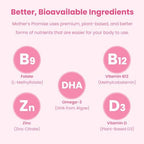 Mothers Promise prenatal vitamins showing chewable pectin gummy texture and shape