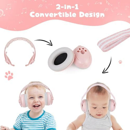Close up of Tacodis baby headphones adjustable stretchy band