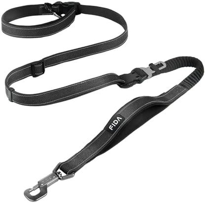 Fida adjustable running leash with shock absorbing bungee extension detail