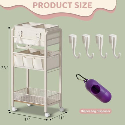 Detachable diaper caddy basket being used as a mobile station